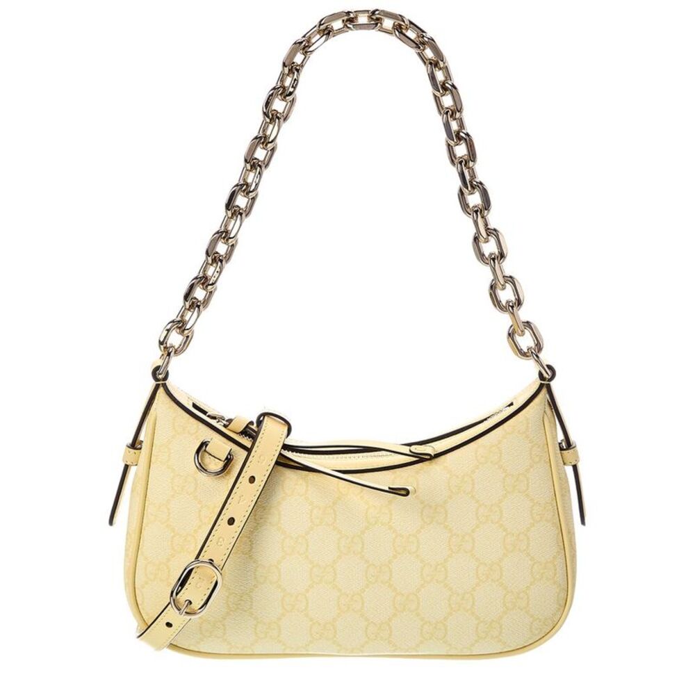 Gucci Gg Emblem Small Gg Supreme Canvas & Leather Shoulder Bag, Yellow